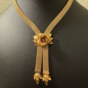 Krementz Diana Broussard Rose Mesh Slide Necklace -Vintage